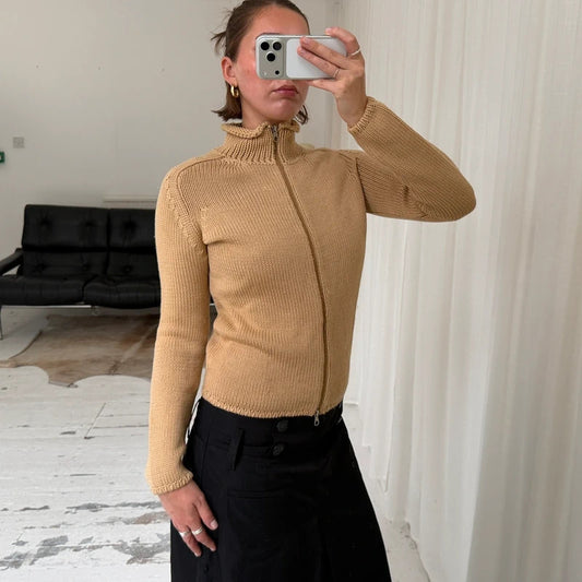 Italian Vintage Pure Wool Double Zip Jumper