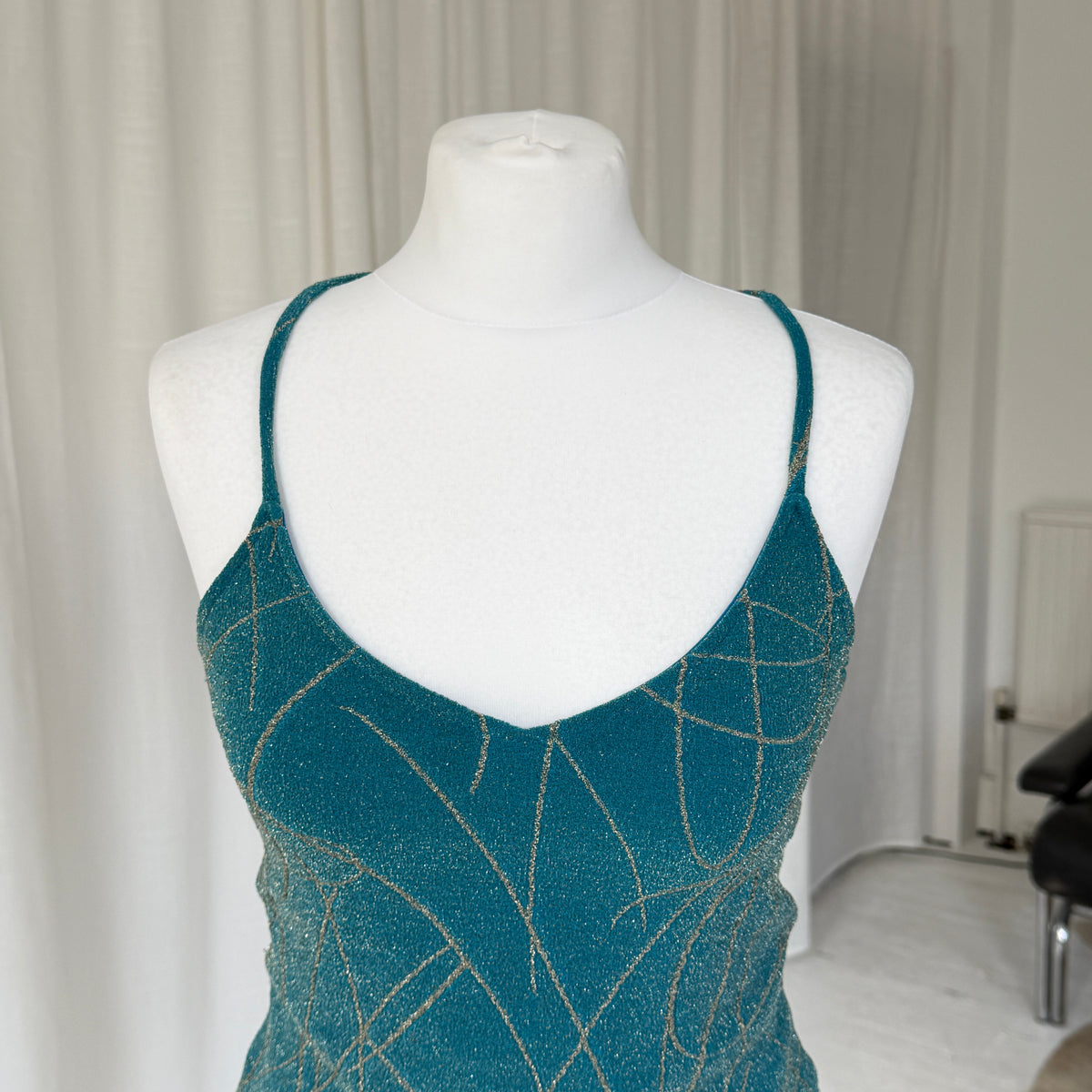 2000's Turquoise Strappy Backless Top