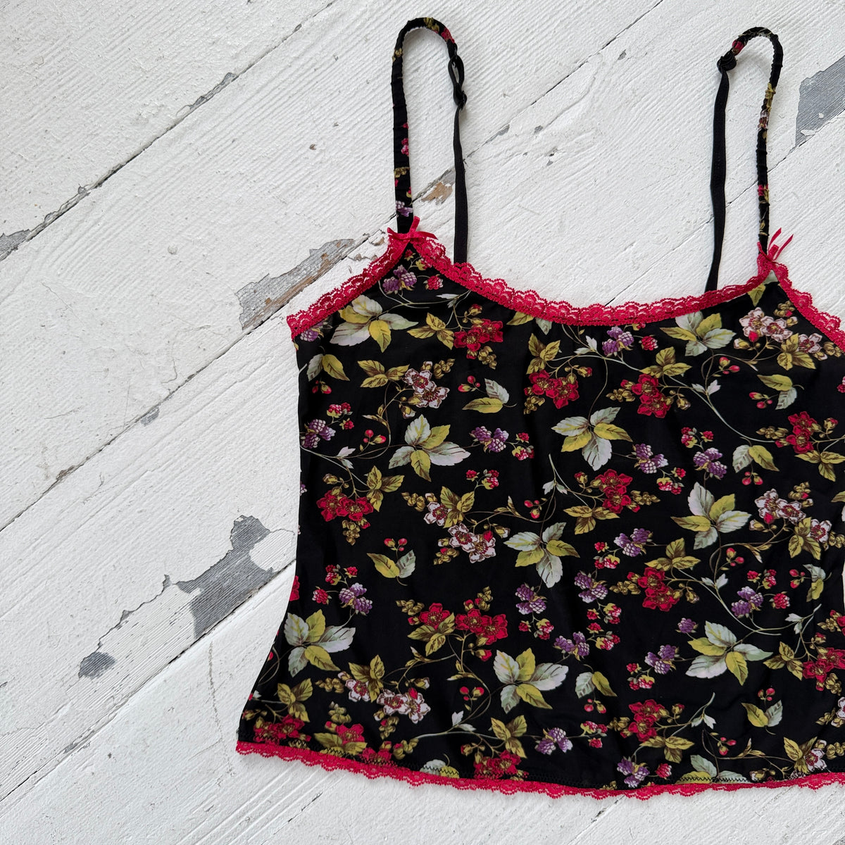 Floral Lace Trim Cami Top