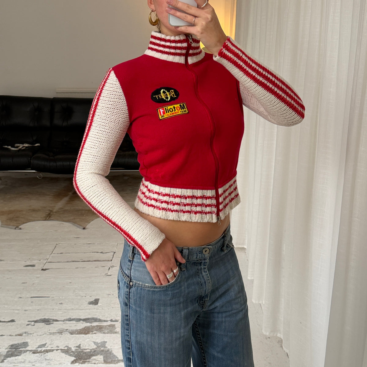 90s Knit Double Zip Moto Jumper