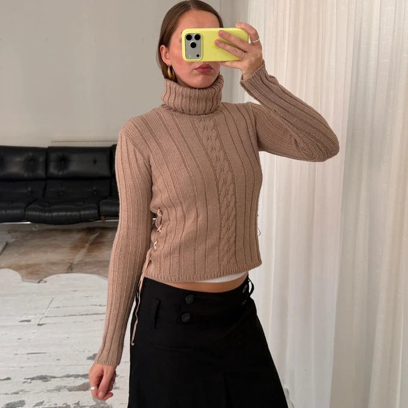 Beige Wool Knit Rollneck Jumper