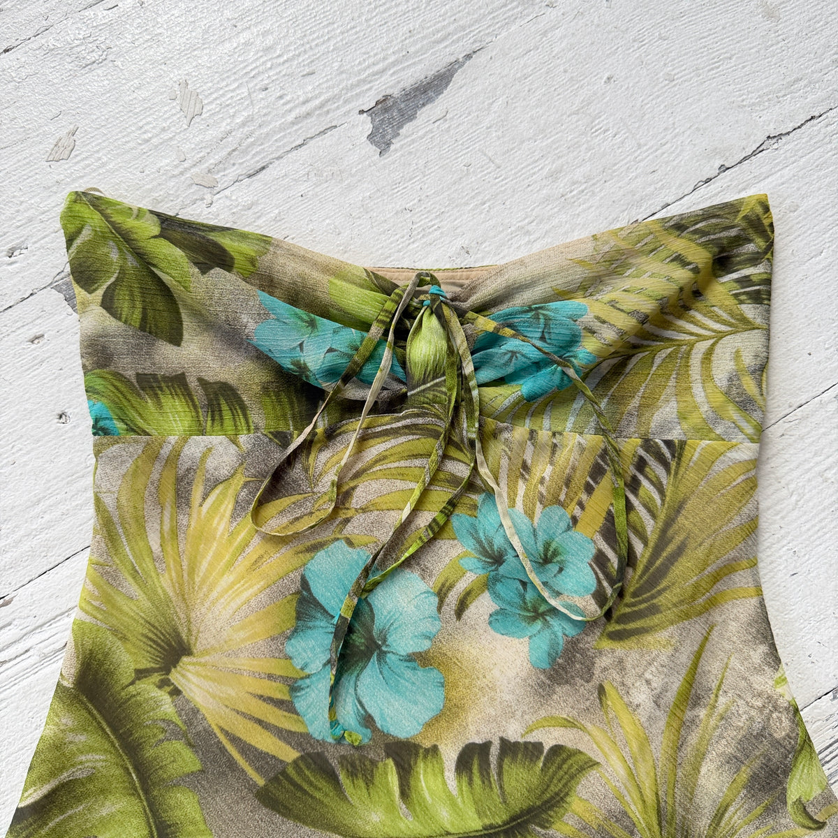 2000s Floral Mesh Bandeau Top