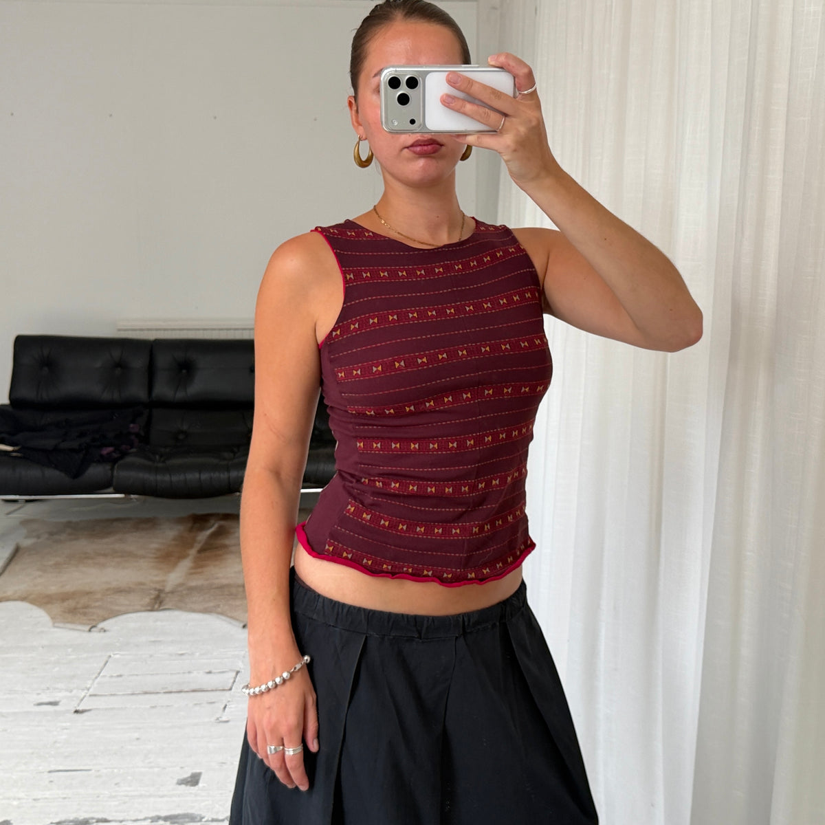Patterned Mesh Tank Top