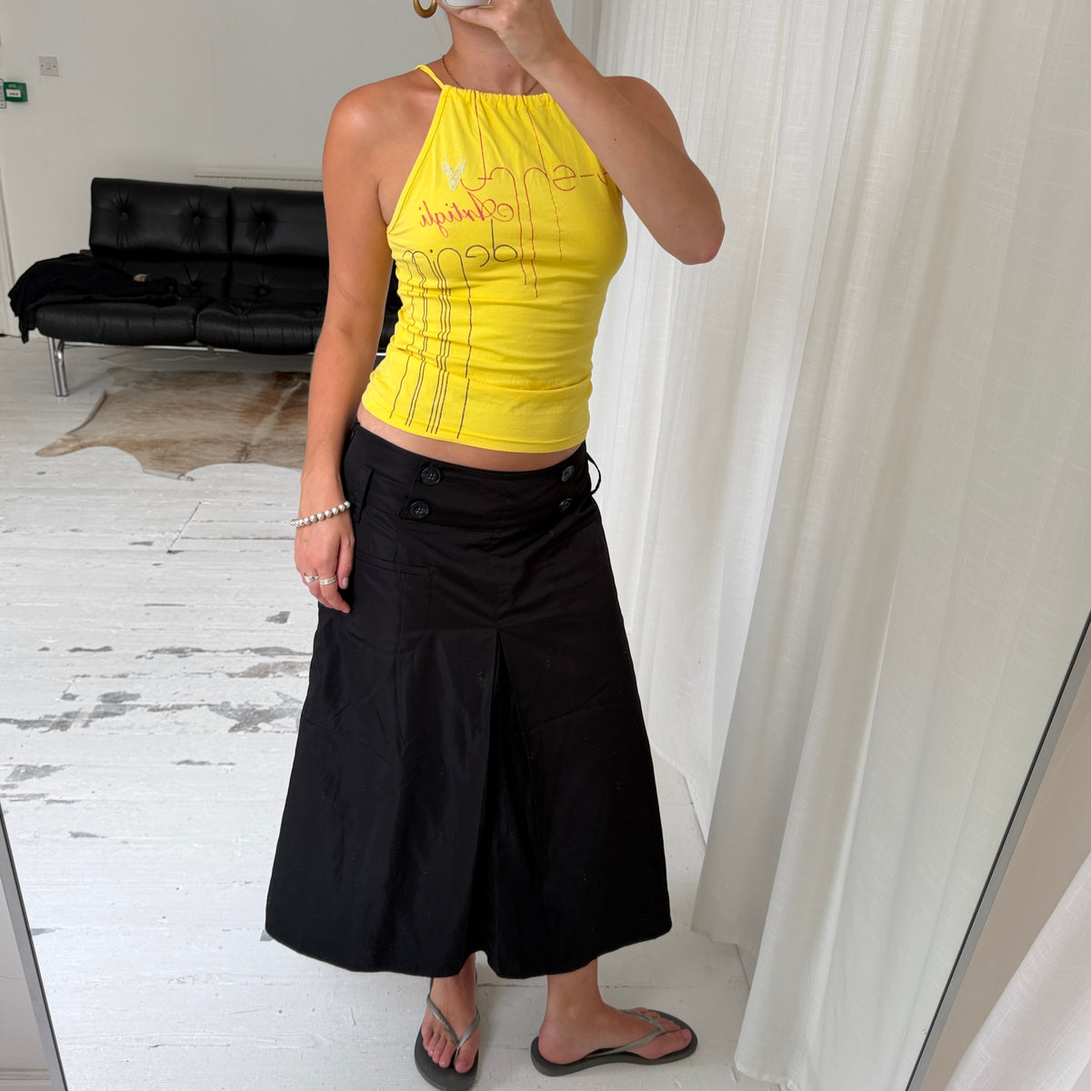 Yellow Graphic Halterneck Top