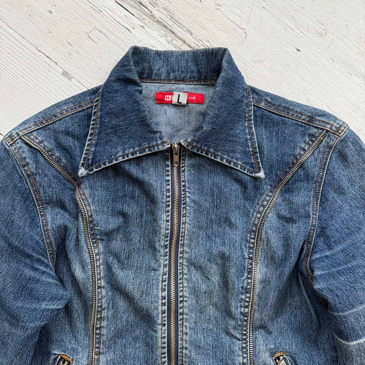 Denim Jacket with Zips