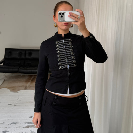 Black Military Hook & Eye Jacket