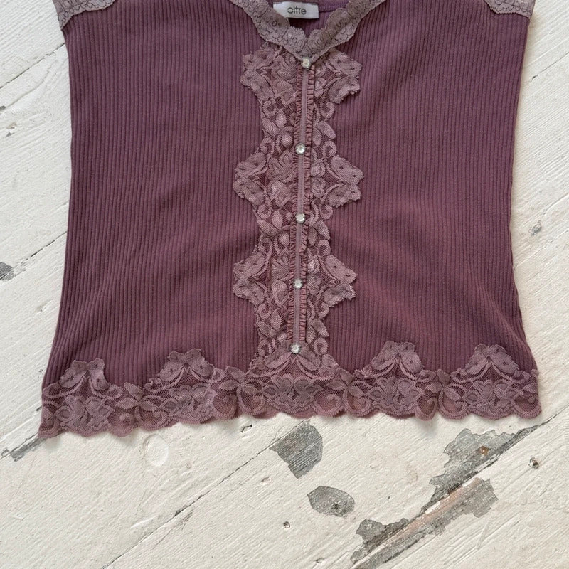 Italian Vintage Purple Lace Cami Top