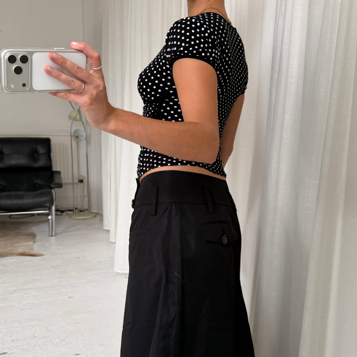 Black Polka Dot Wrap Top