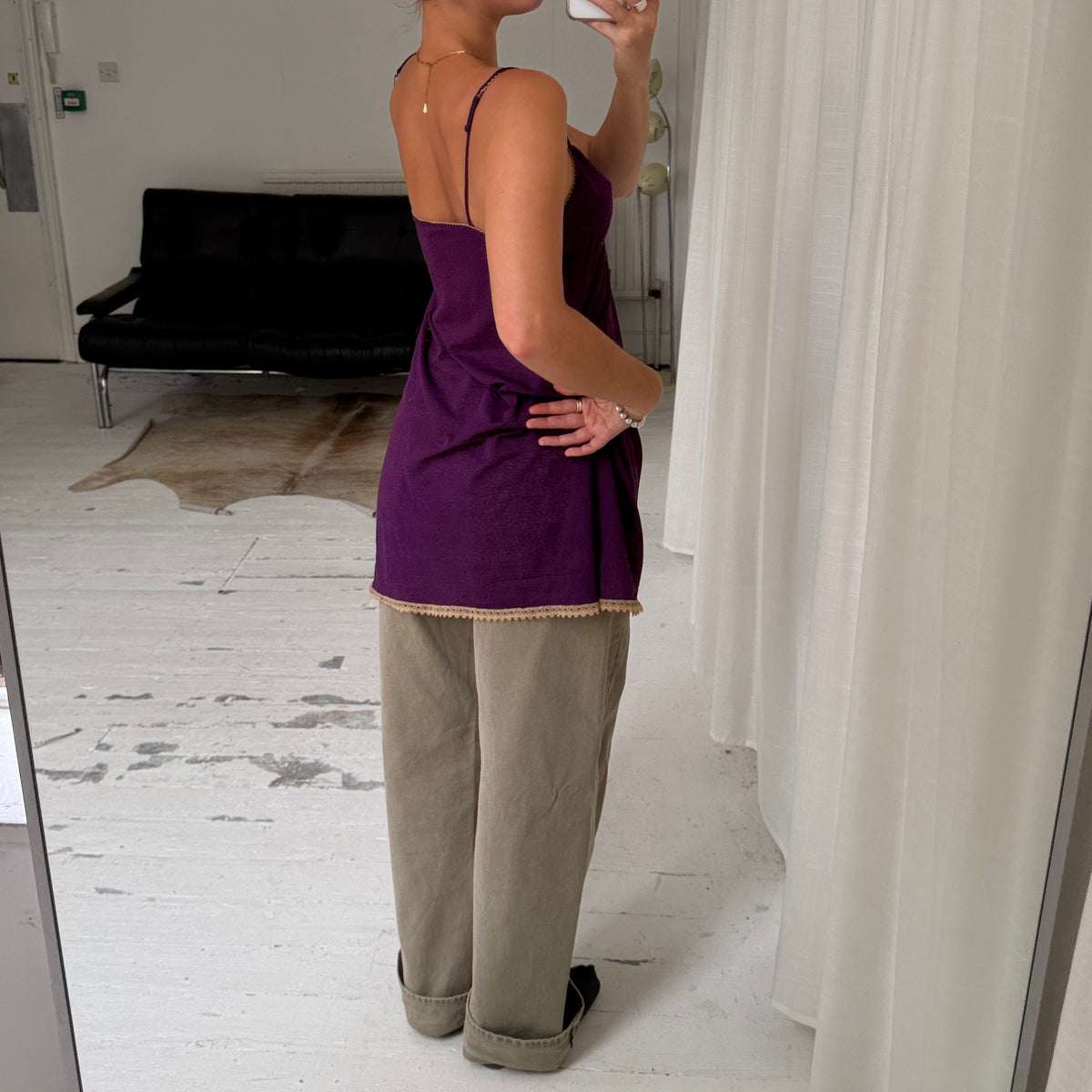 Purple Lace Trim Slip Dress