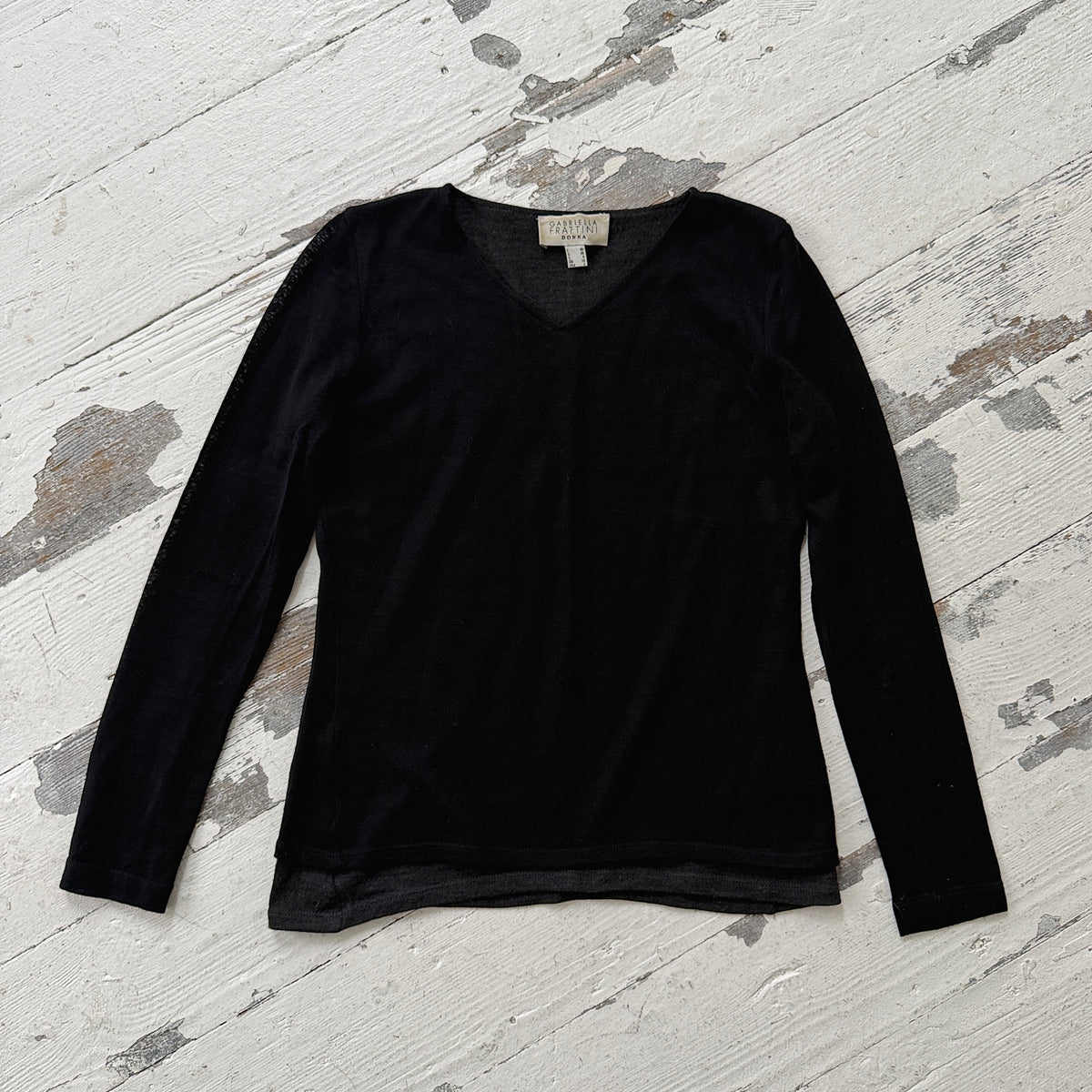 Italian Vintage Pure Virgin Wool V-Neck Top