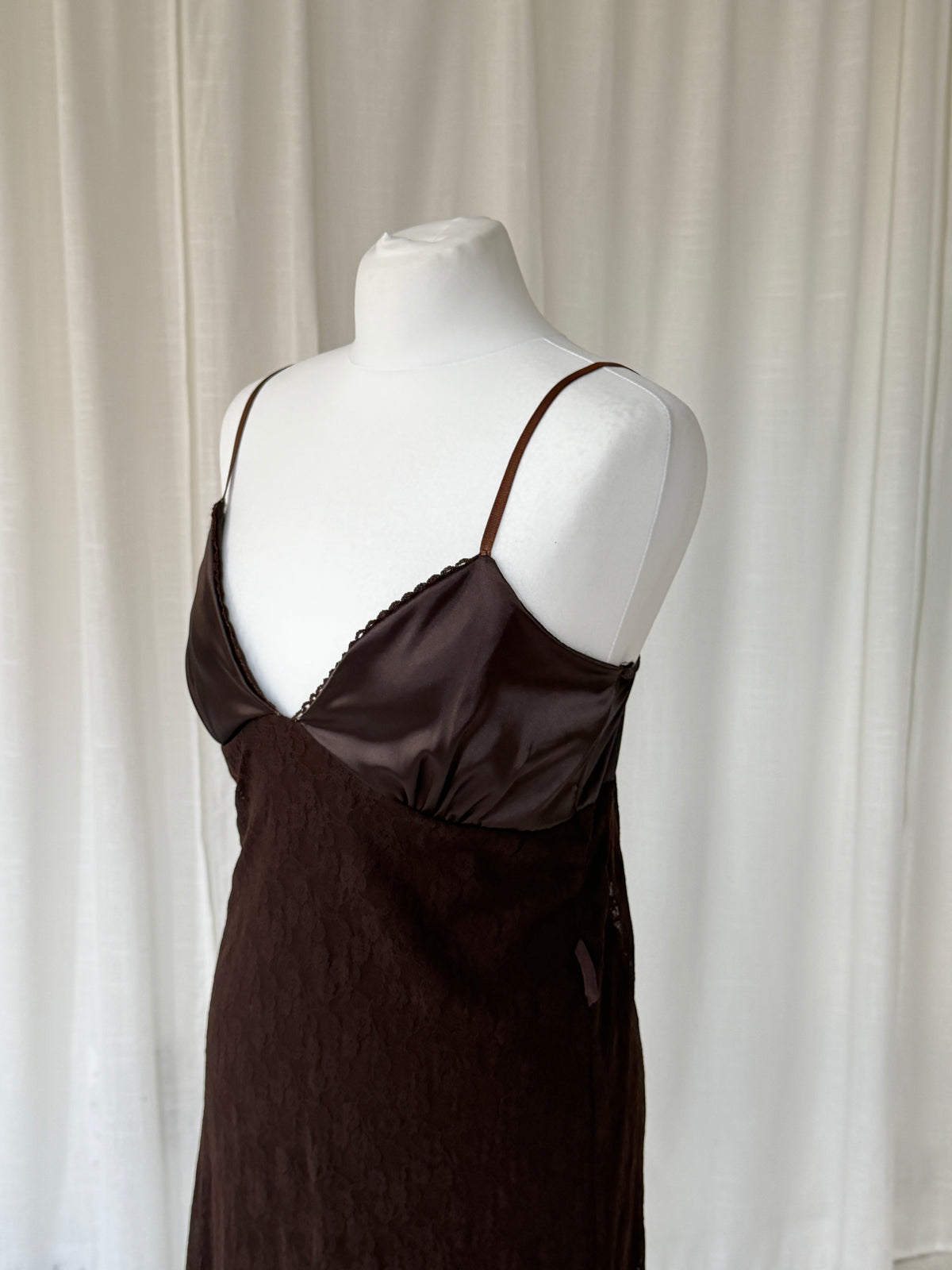 Italian Vintage Brown Lace Mini Dress