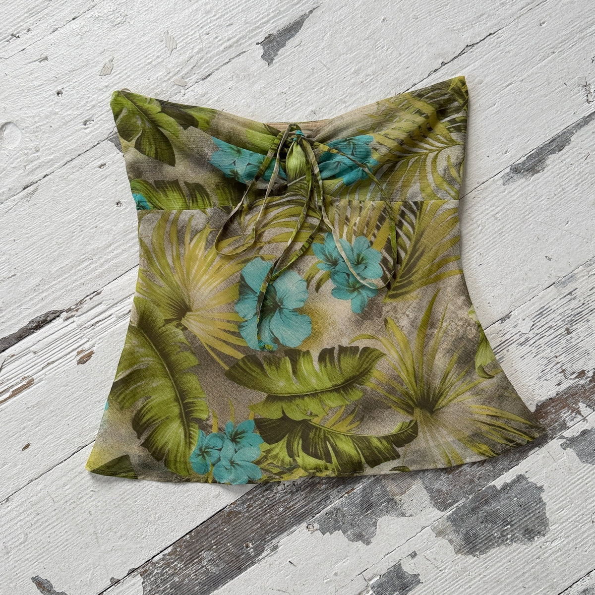 2000s Floral Mesh Bandeau Top