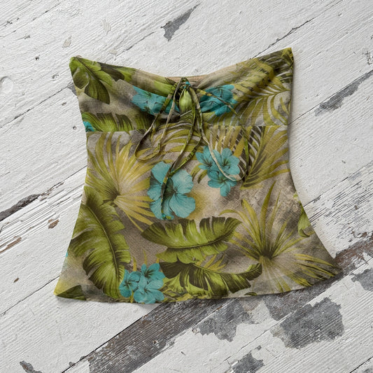 2000s Floral Mesh Bandeau Top