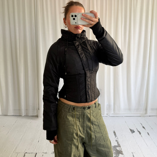 2000s Corset Waist Structured Nylon Jacket
