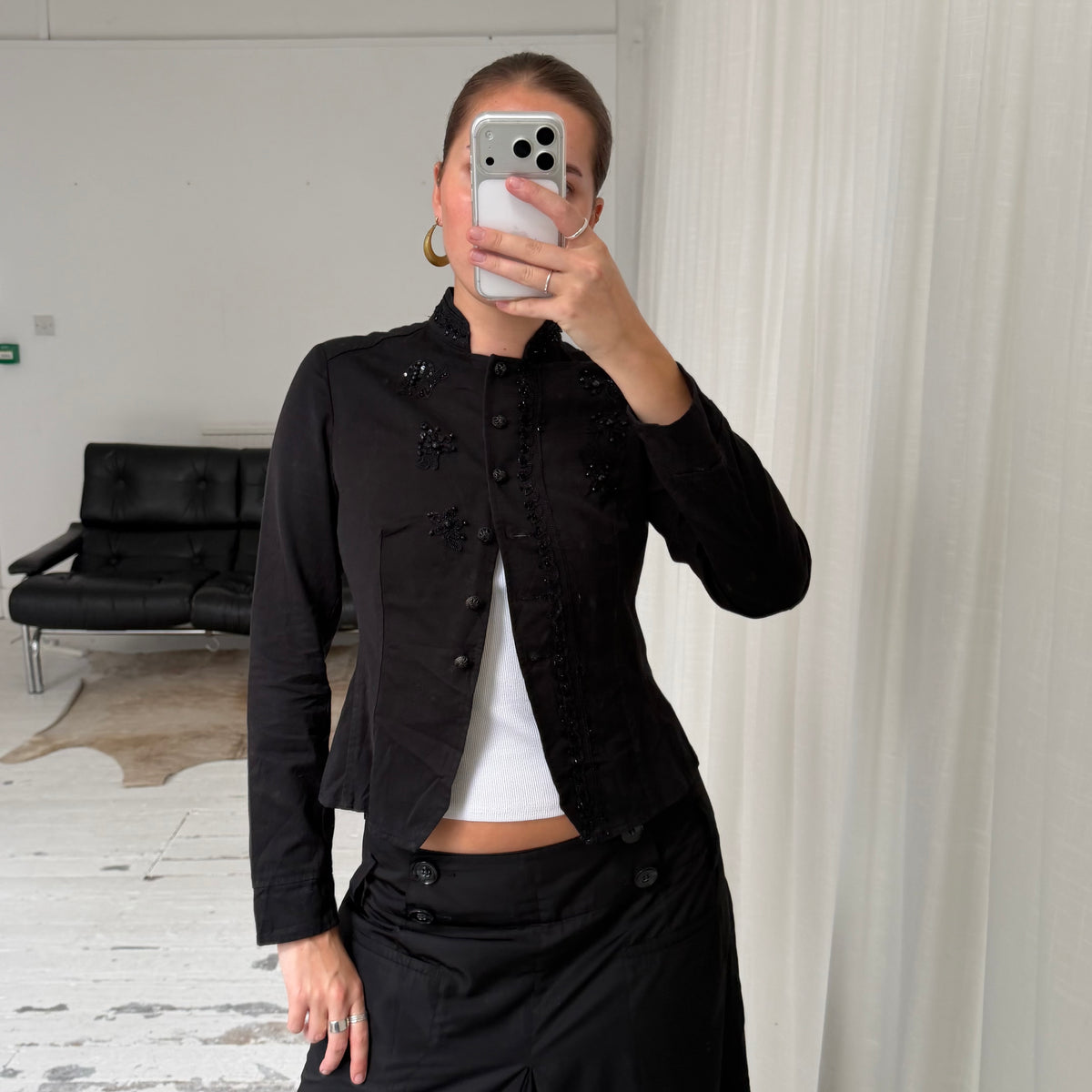 Promod Black Beaded Fitted Jacket