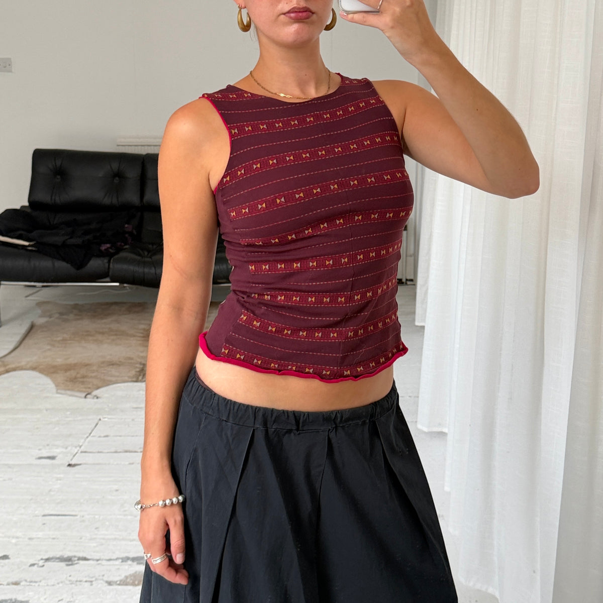 Patterned Mesh Tank Top