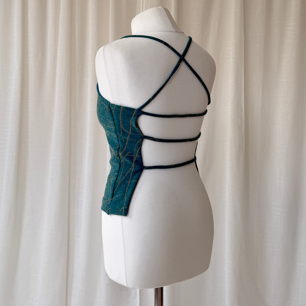 2000's Turquoise Strappy Backless Top