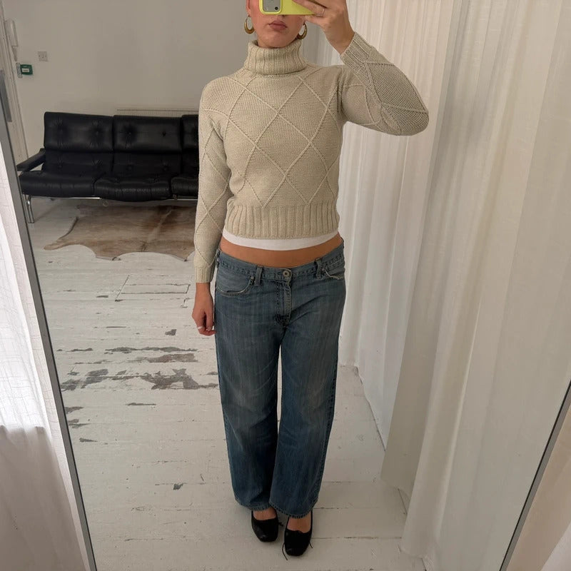Cream Knit Rollneck Jumper