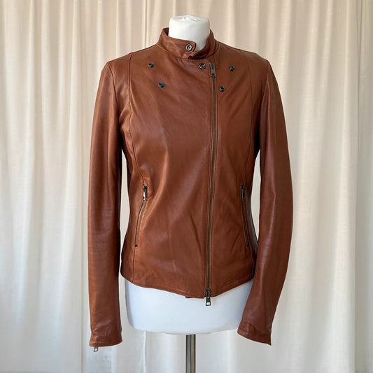 Italian Vintage Lambskin Leather Biker Jacket