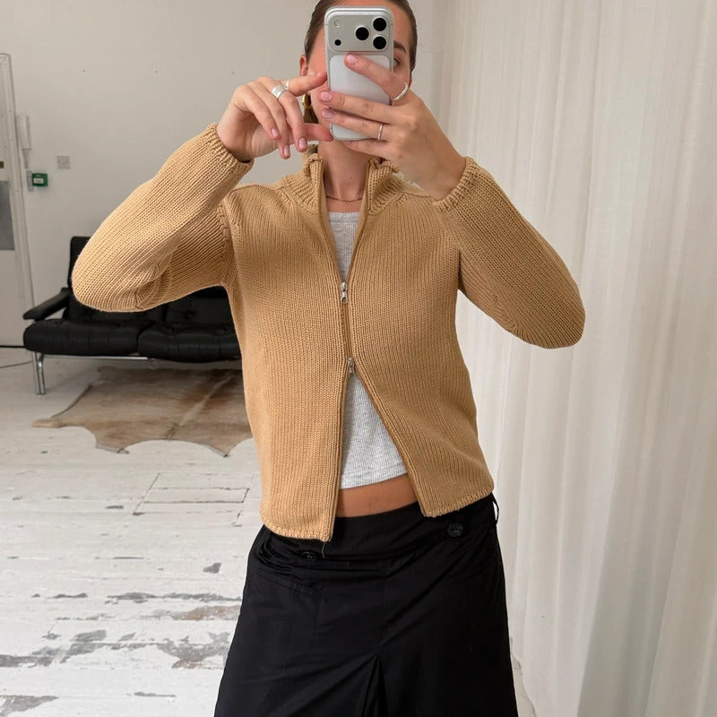 Italian Vintage Pure Wool Double Zip Jumper