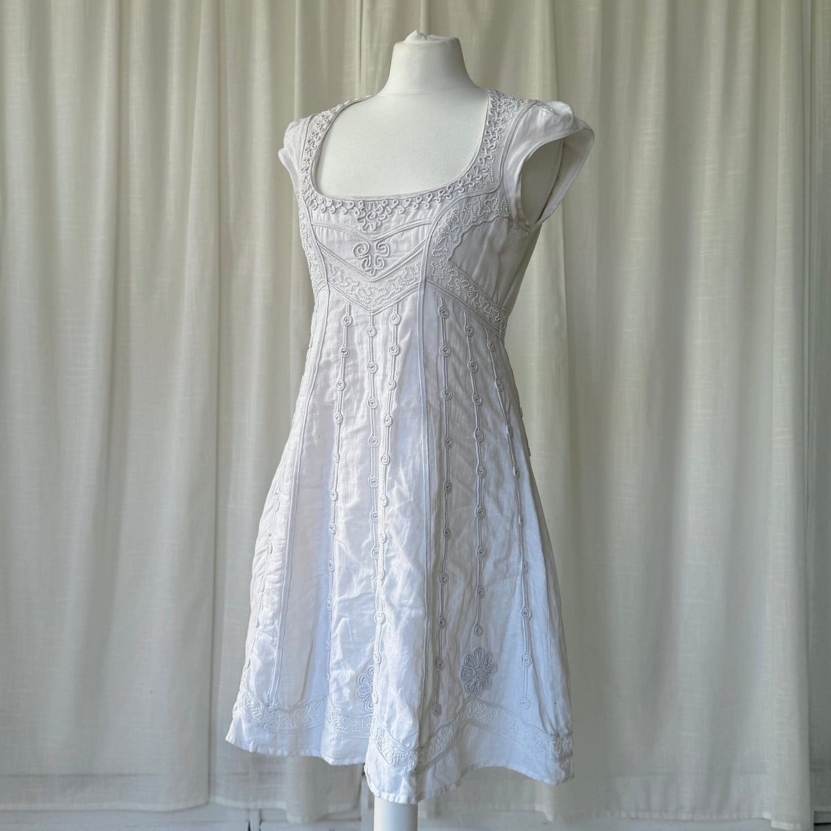 White Embroidered Mini Dress