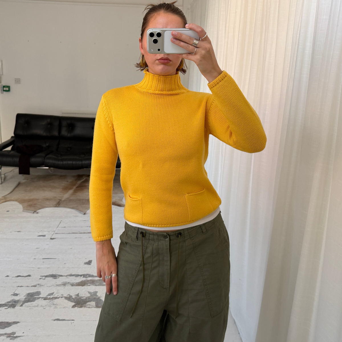 Yellow Virgin Wool Knit Jumper