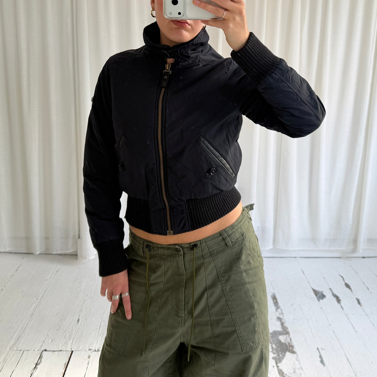 2000s Navy Padded Utility Bomber Jacket