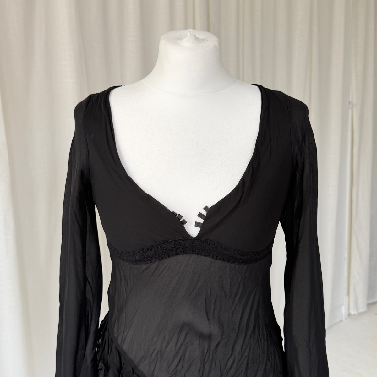 Italian Vintage Sheer Mesh Ruffle Top