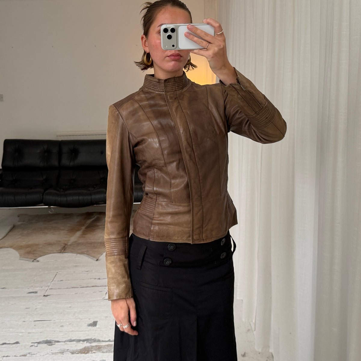 1990s Brown Leather Biker Jacket