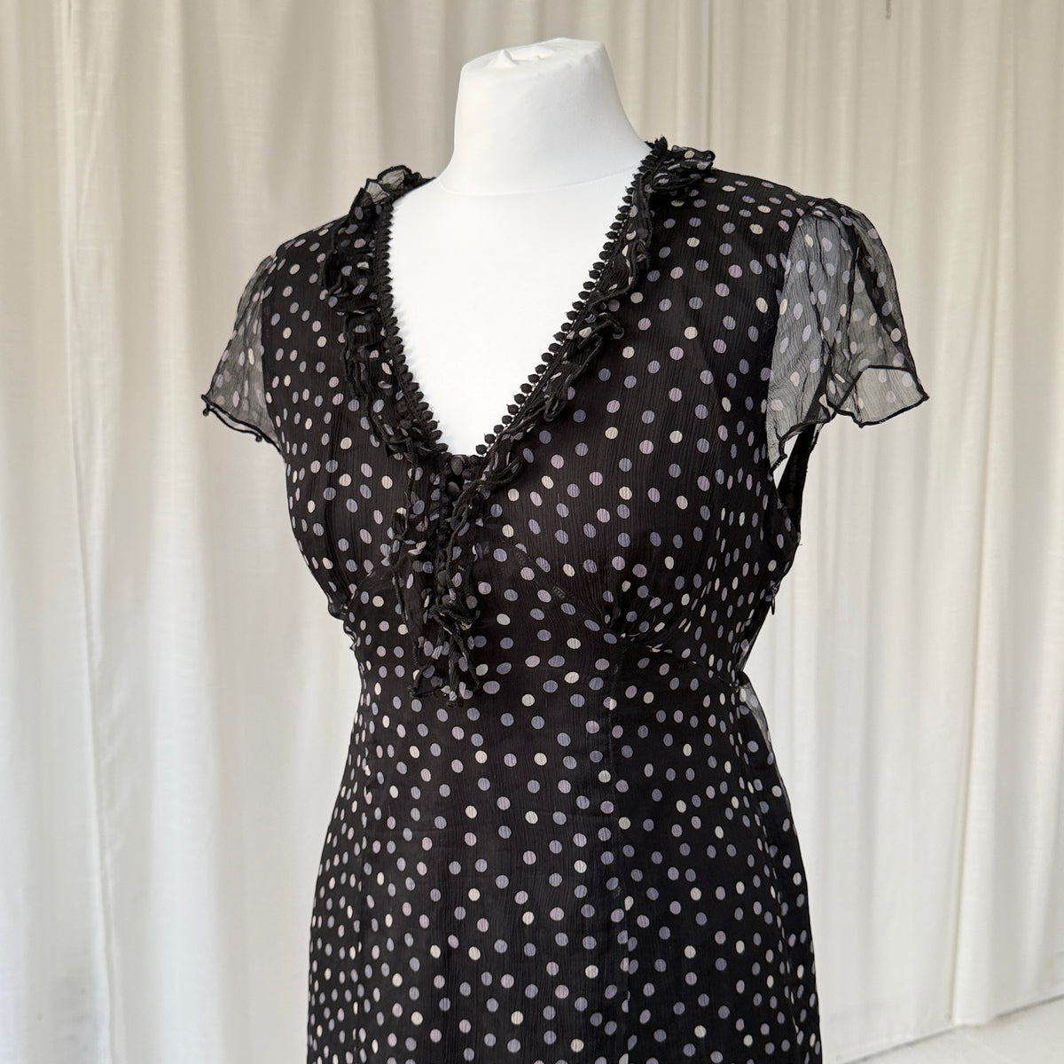 Polka Dot Silk Midi Dress