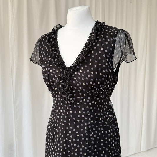 Polka Dot Silk Midi Dress
