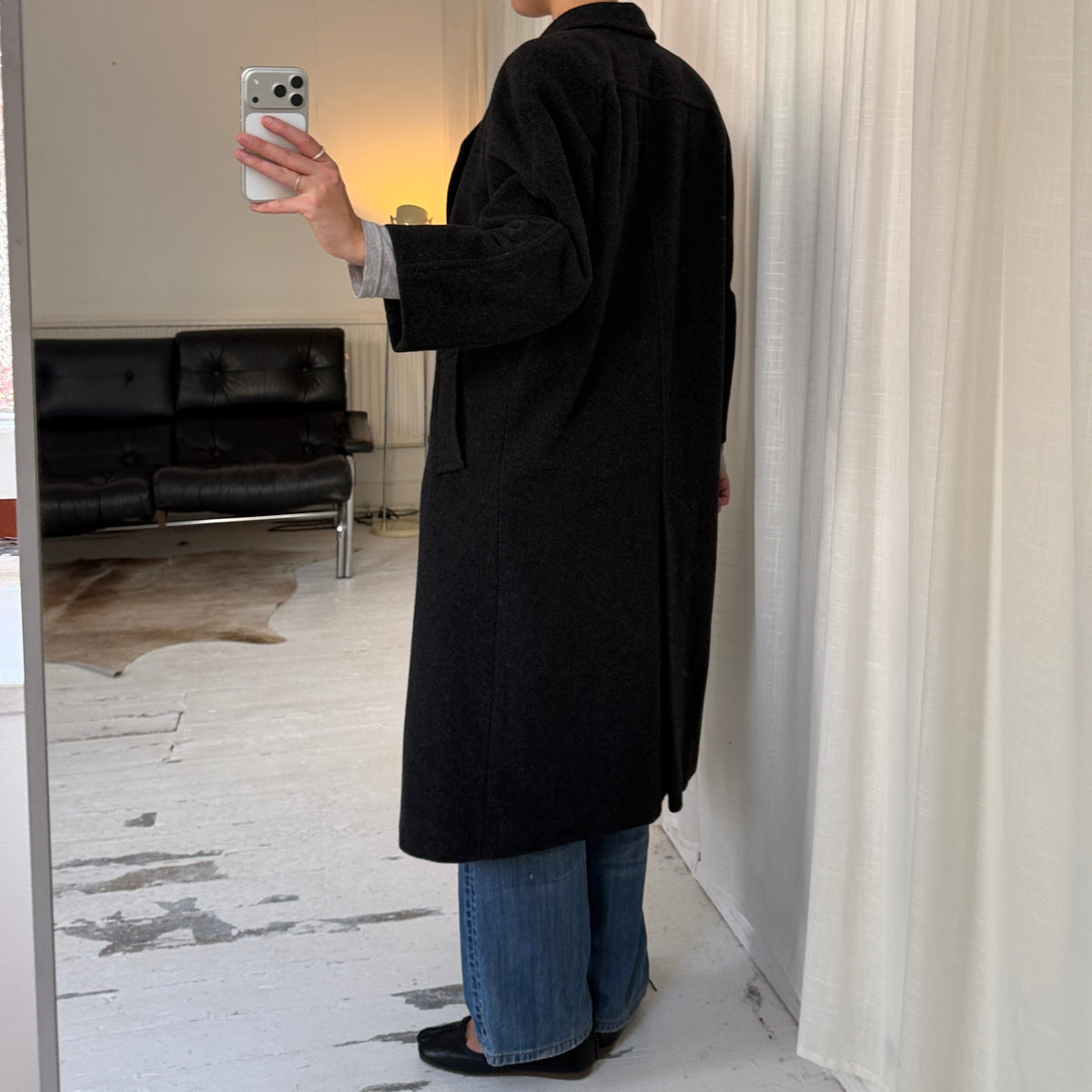 Charcoal Grey Wool Overcoat
