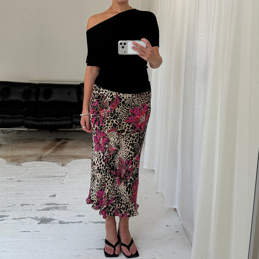 Silk Ruffle Midi Skirt