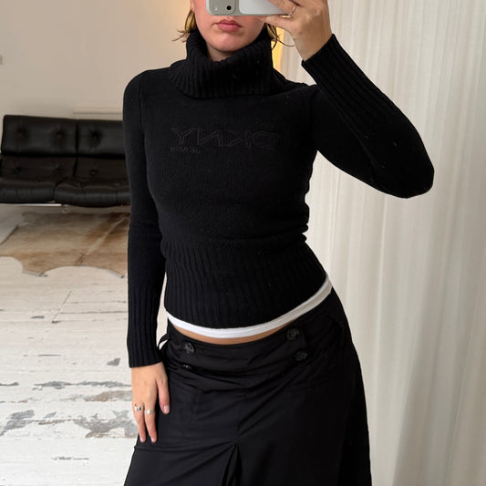 2000s DKNY Wool Logo Rollneck Jumper