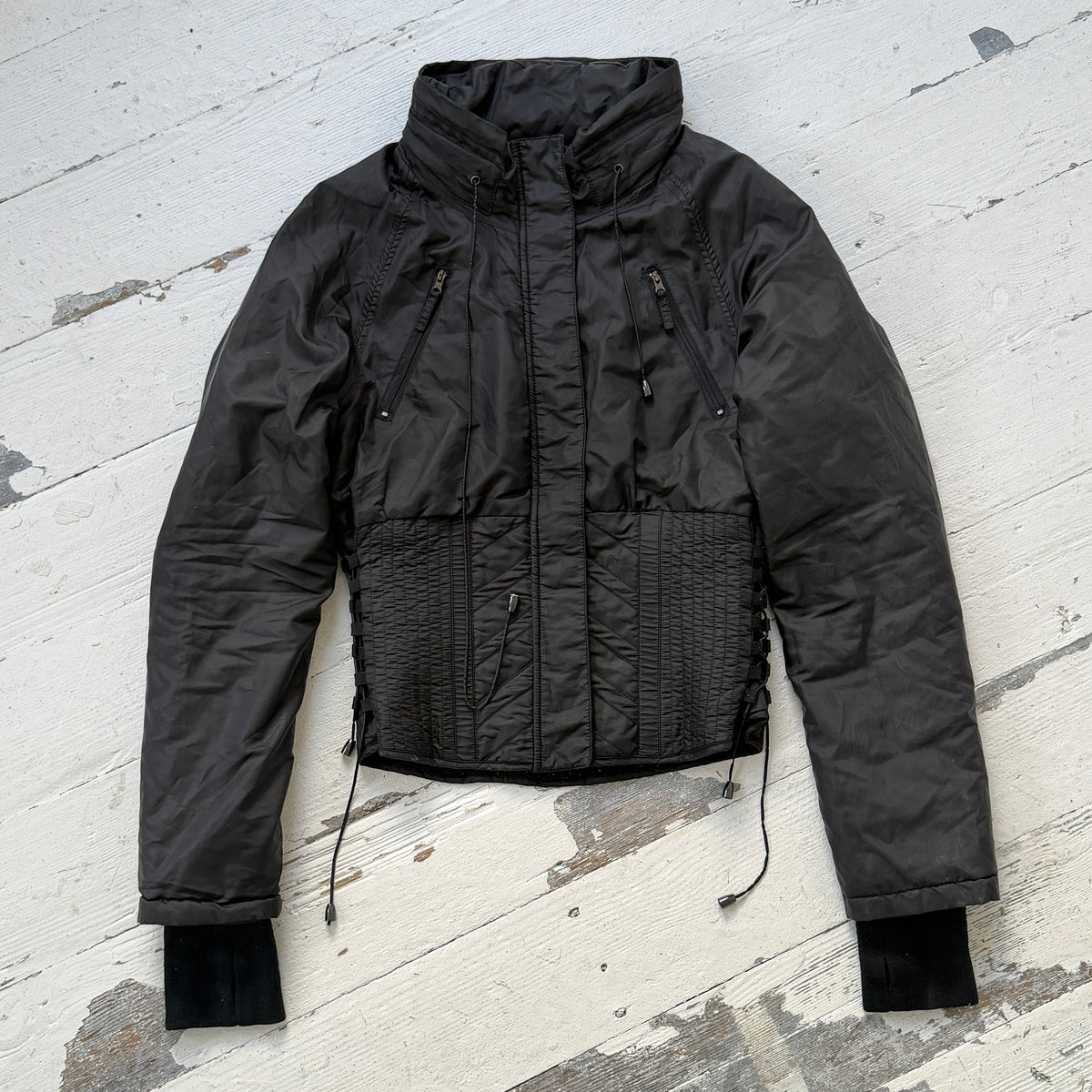 2000s Corset Waist Structured Nylon Jacket
