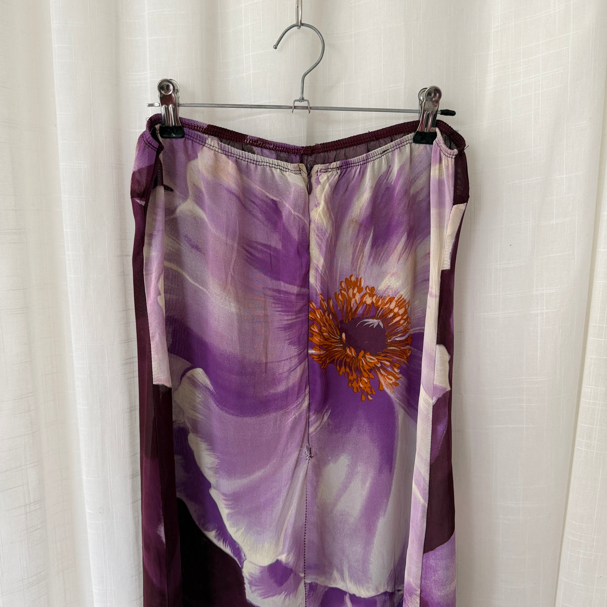 Purple Floral Strapless Midi Dress