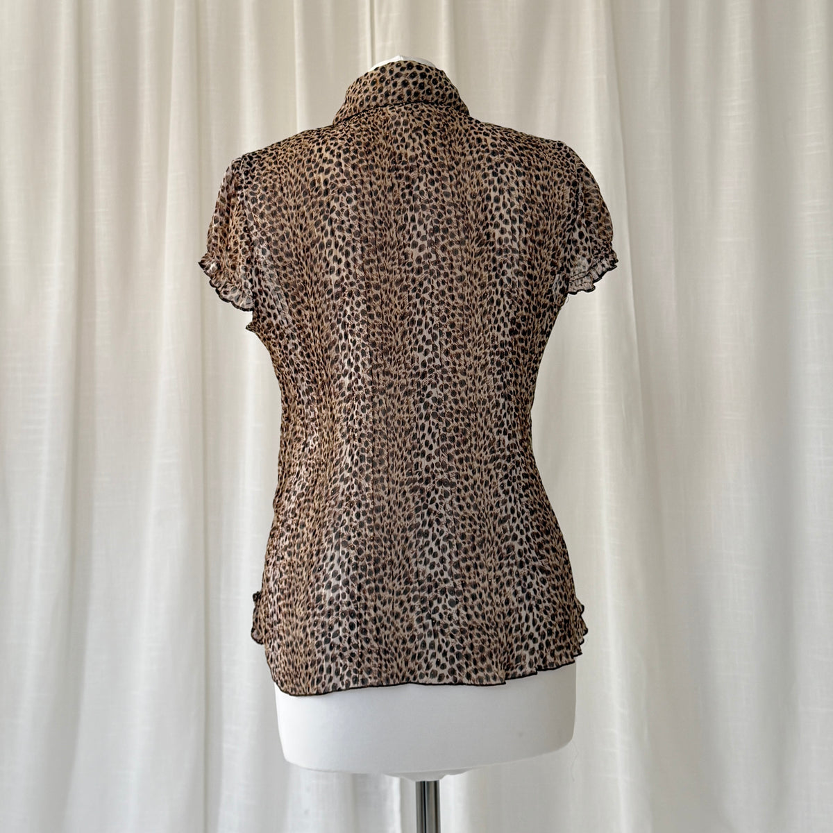 Silk Blend Leopard Ruffle Blouse