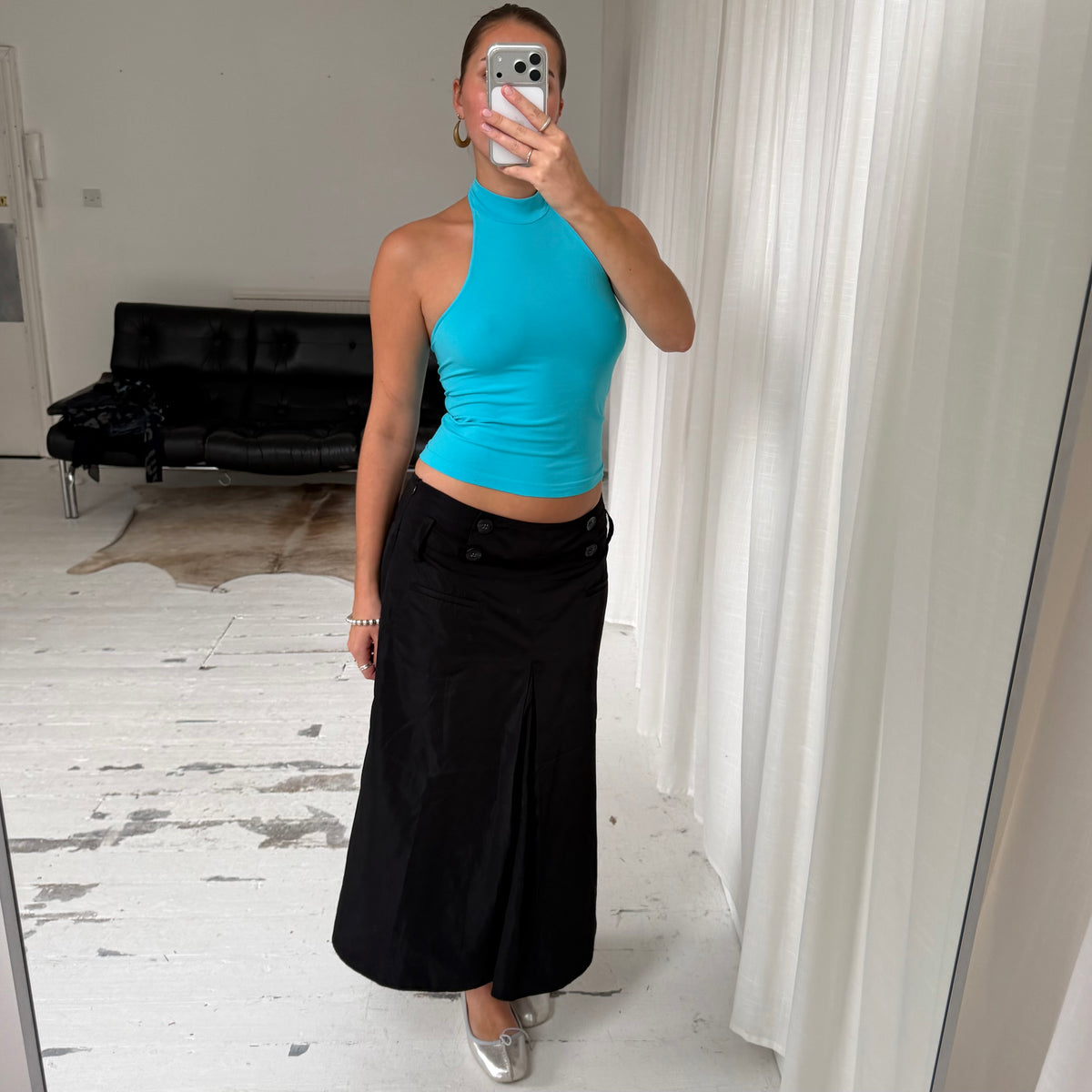 Turquoise Halter Neck Top