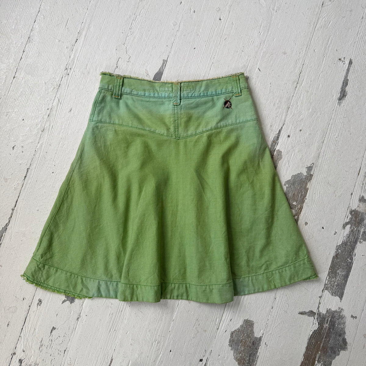 Miss Sixty Green Pleated Denim Midi Skirt