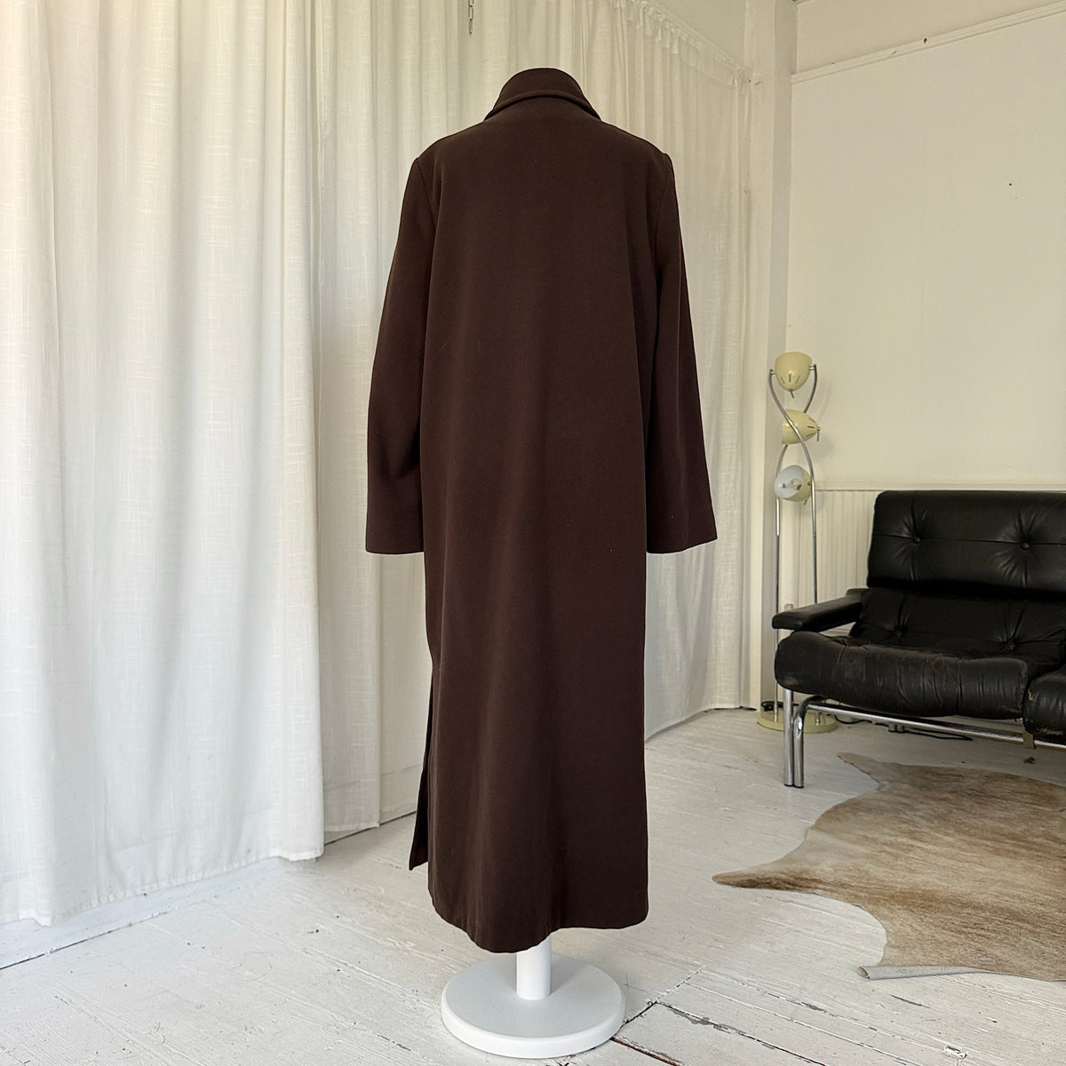 Brown Wool & Cashmere Full Length Coat