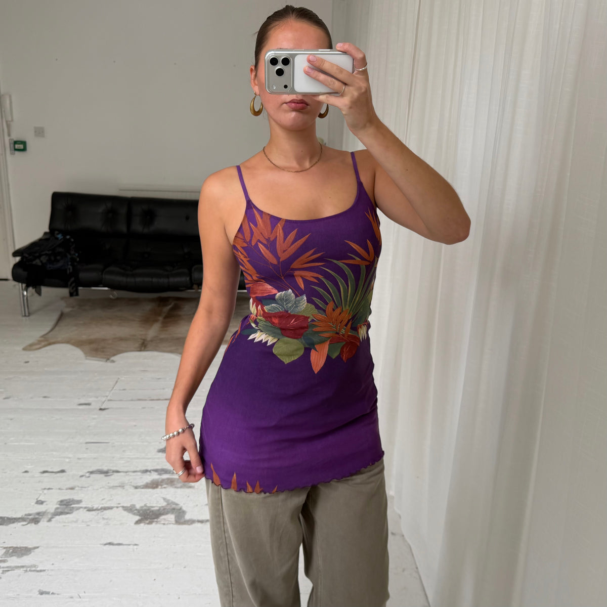 Purple Floral Mesh Mini Dress