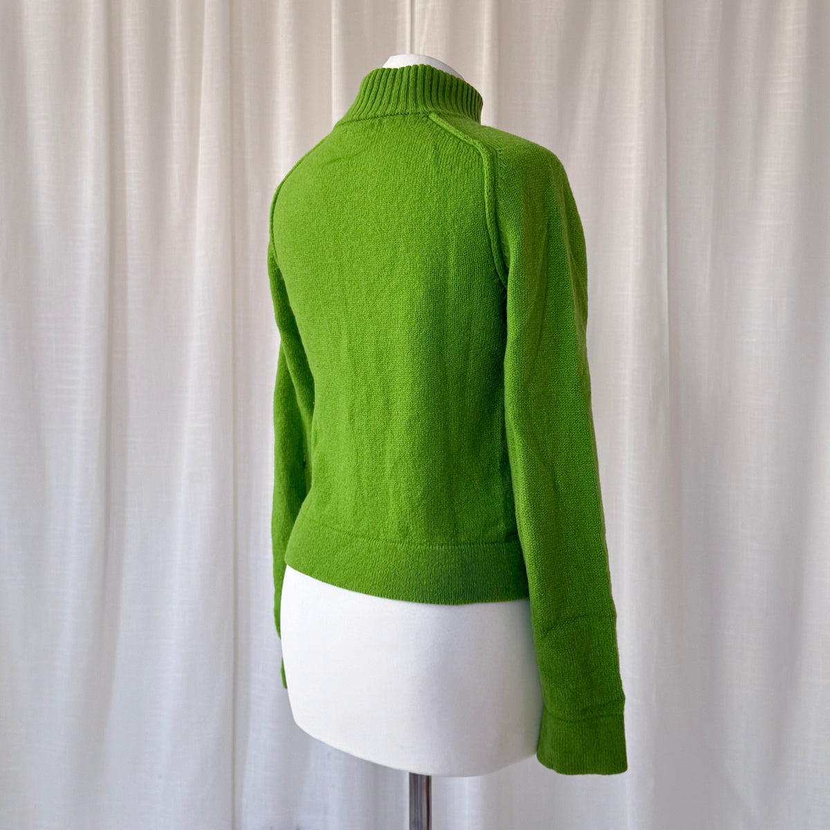 Green Pure Virgin Wool Zip Knit