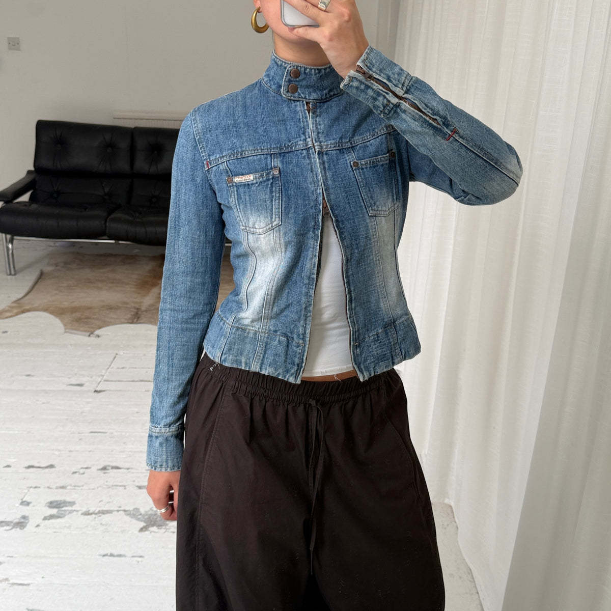 Early 2000’s Double Zip Denim Jacket