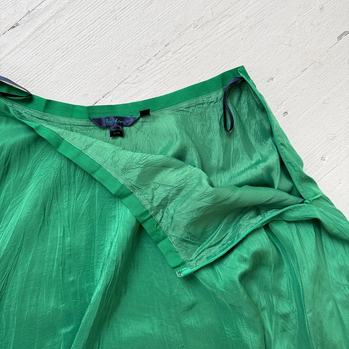 Green Silk Midi Skirt