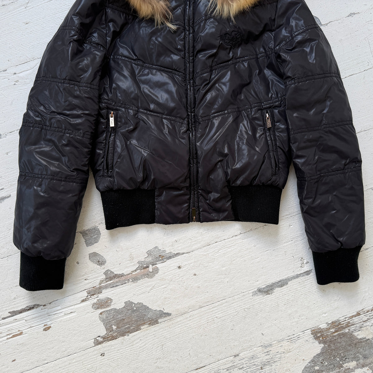 00s Down Feather Fur Hood Puffer Bomber Jacket