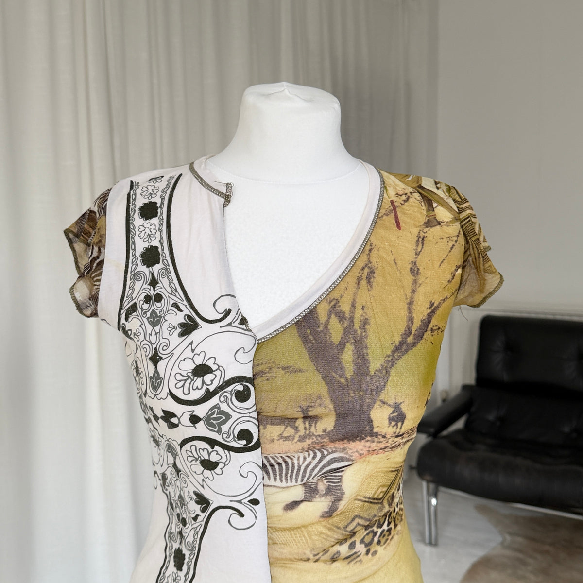 Mesh Asymmetrical Patchwork Top