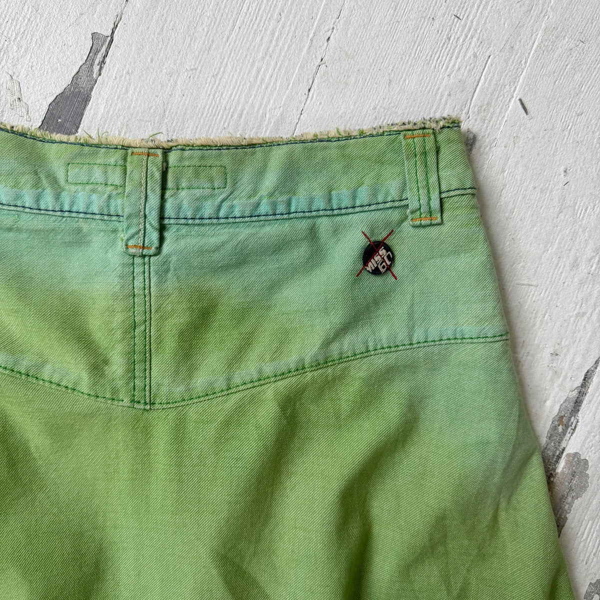 Miss Sixty Green Pleated Denim Midi Skirt