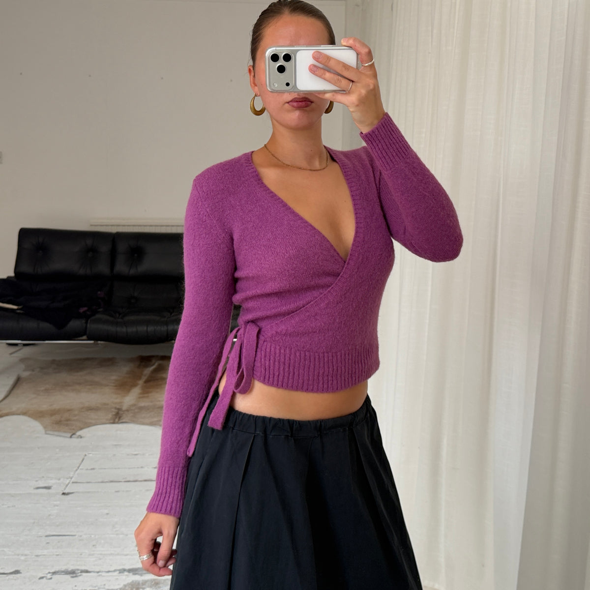 Pink Mohair Wrap Knit Jumper