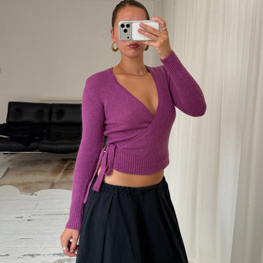 Pink Mohair Wrap Knit Jumper