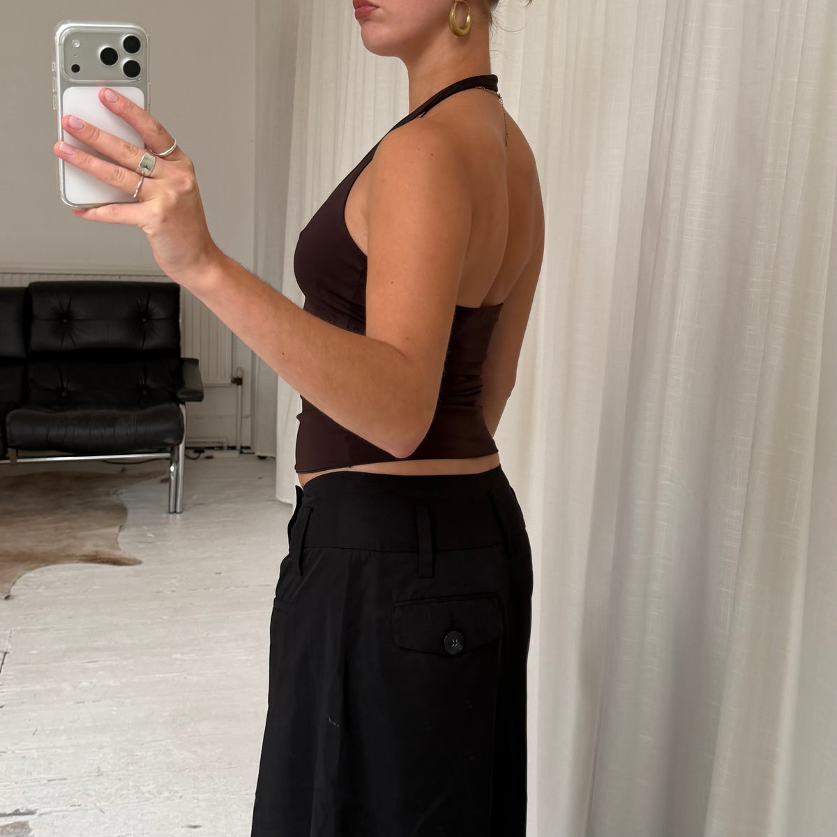 1990s Brown Halterneck Top